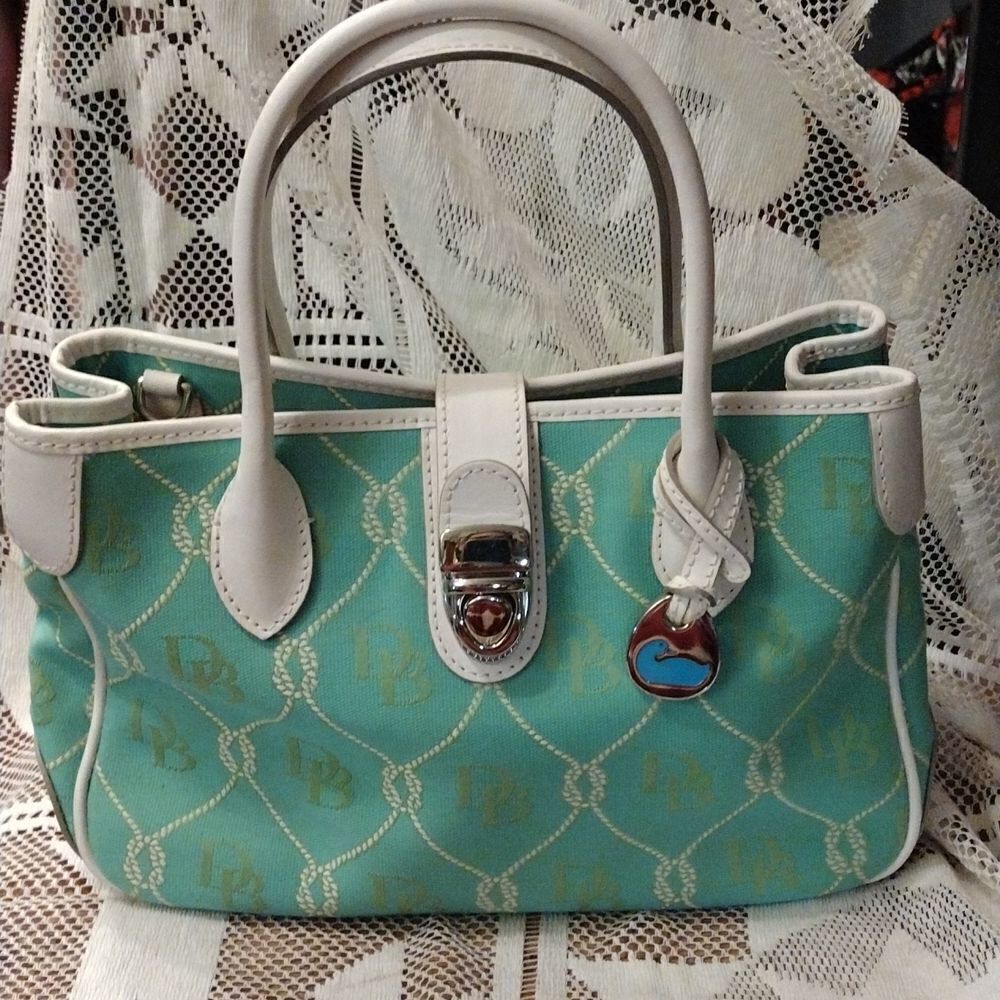 Dooney & Bourke Aqua and White Shoulder Bag
